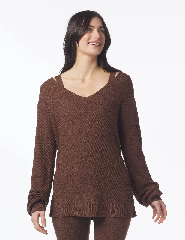 Mohair Knit TopsLuxury Rib Sweater: Espresso