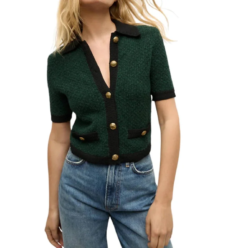 Thermal Knit TopsMarie Cardigan In Pine/black