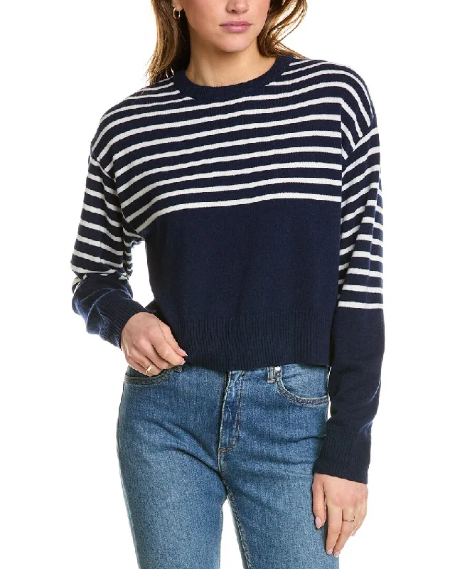 Pocketed Knit TopsMonrow Stripe Wool & Cashmere-Blend Sweater