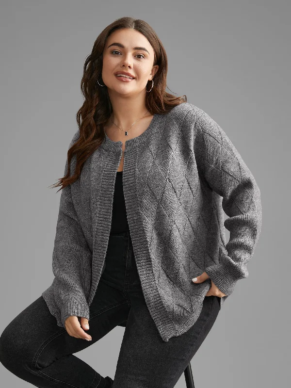 Embellished Knit TopsSolid Textured Open Front Cardigan