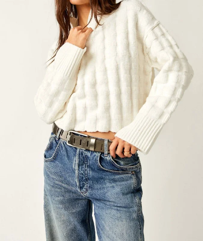 Cable Knit TopsSoul Searcher Mock Neck Sweater In Ivory