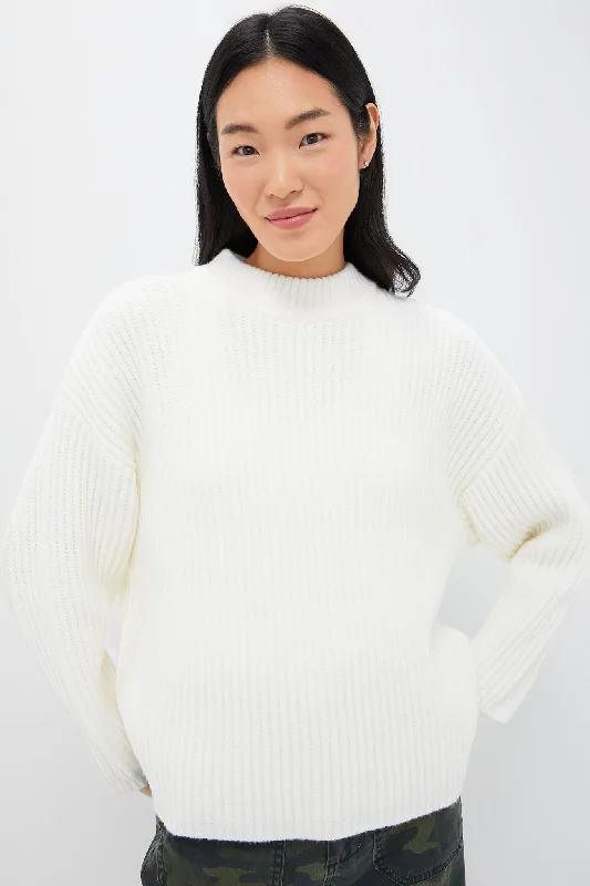 Colorblock Knit TopsWinter White Crewneck Jack Sweater