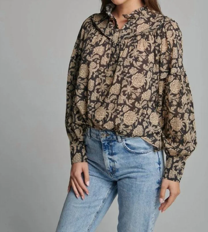 Camelia Shirt In Black FloralTunic Shirts