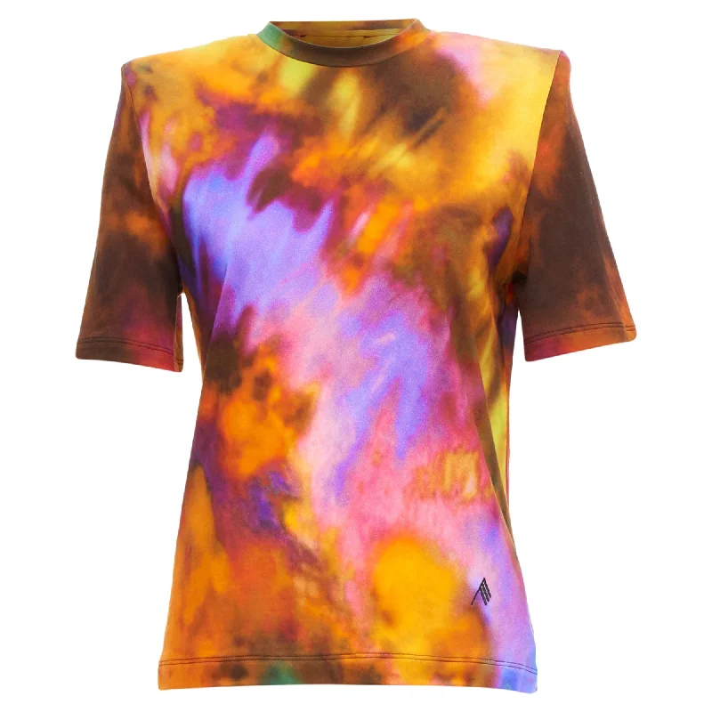 The Attico Bella Tie Dye Logo Embroidery Power Shoulder TshirtRayon Shirts