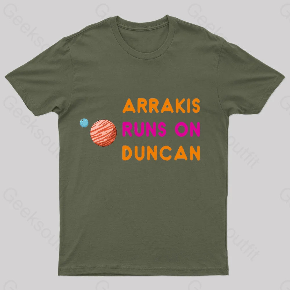 V-Neck TeeArrakis Runs On Duncan Geek T-Shirt