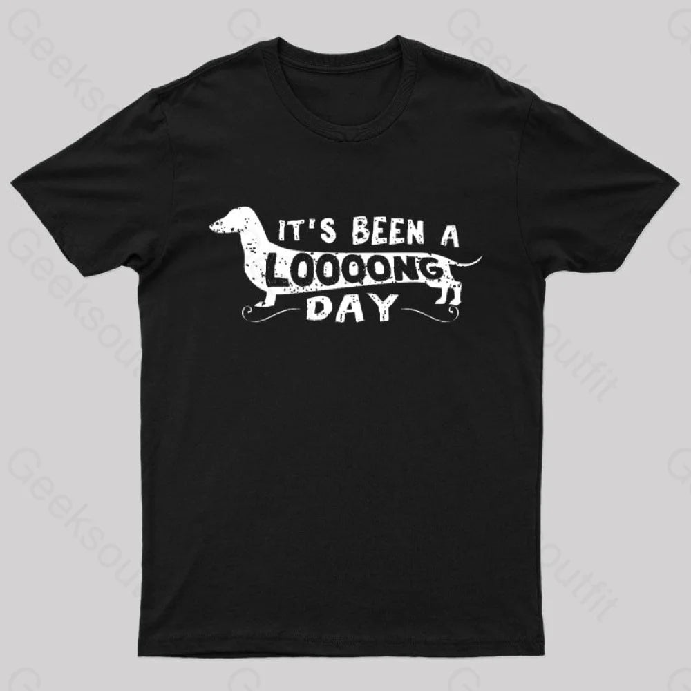 Windproof TeeDachshund Dog Its Been a Long Day Nerd T-Shirt