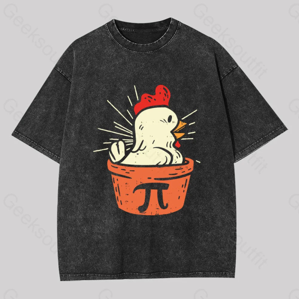 Limited Edition TeeFunny Chicken Pot Pi Washed T-shirt