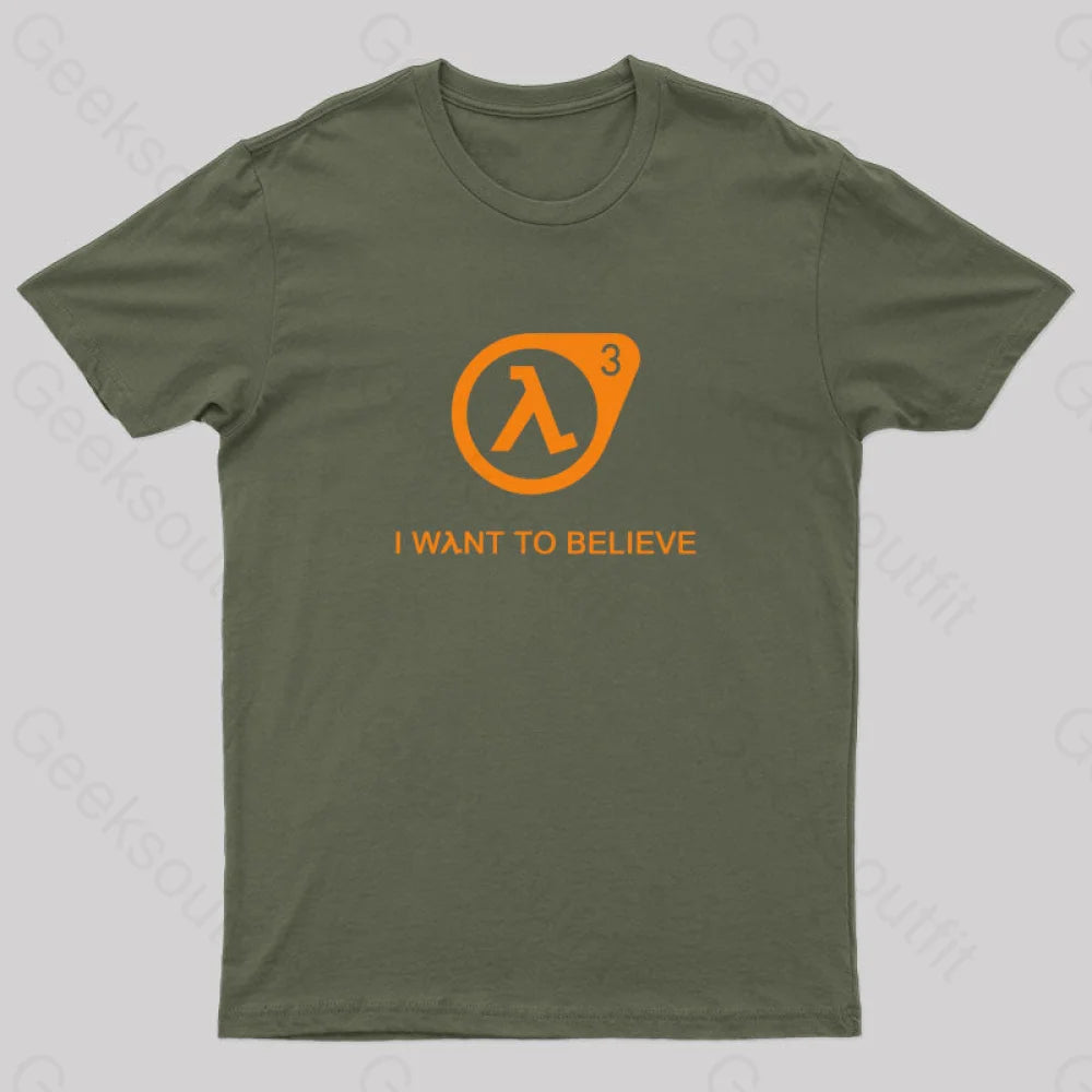 Linen TeeHalf Life - 3 I Want to Believe Geek T-Shirt