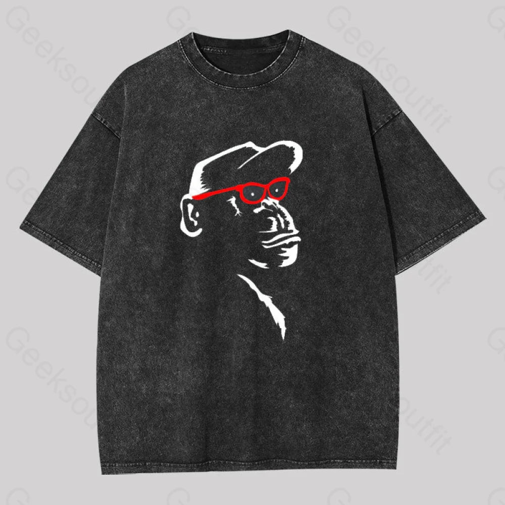 Sporty TeeMonkey With Red Glasses Washed T-Shirt