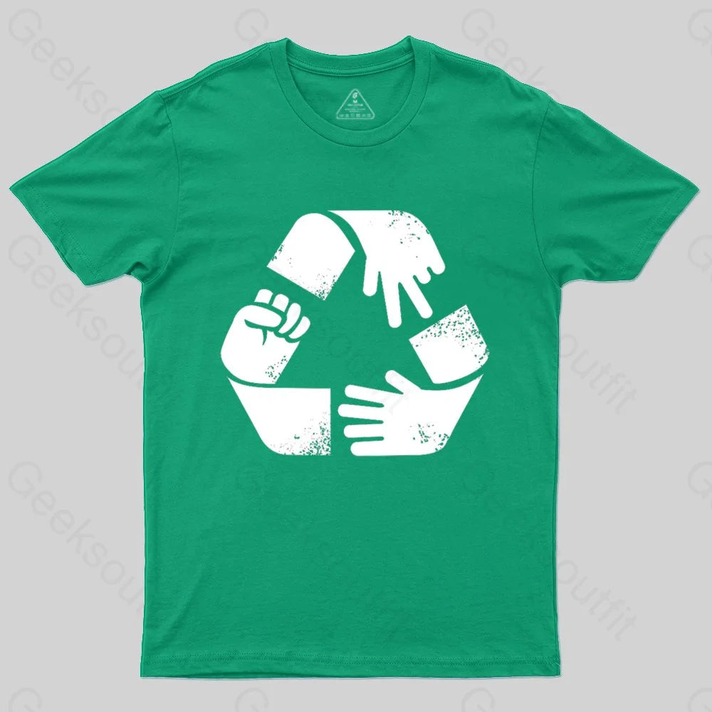 Striped TeeRock Paper Scissors Recycle T-shirt