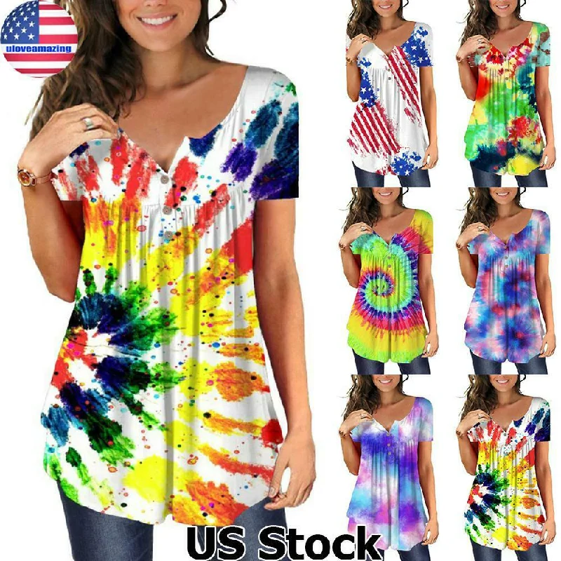 Patterned TeeSummer Tie Dye Short Sleeve T-Shirt