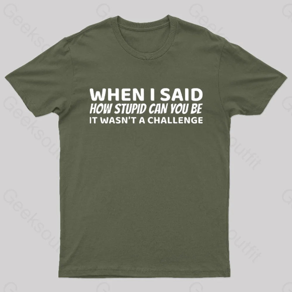 Breathable TeeWhen I Said How Stupid Can You Be It Wasn't A Challenge Nerd T-Shirt