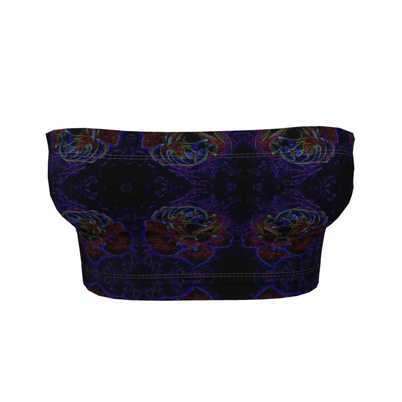 Floral Embosses: Roses 01 Patterned Designer Bandeau BraCroptopstyle