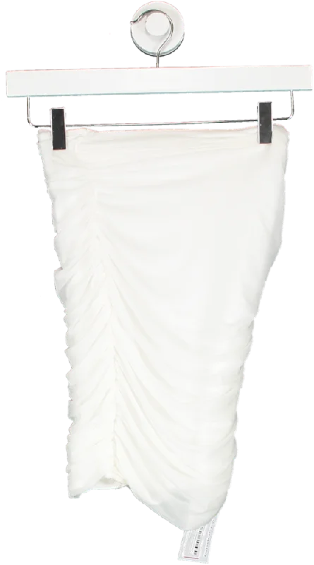 Oh Polly White Ruched Bandeau Top UK 6Croptopplatform