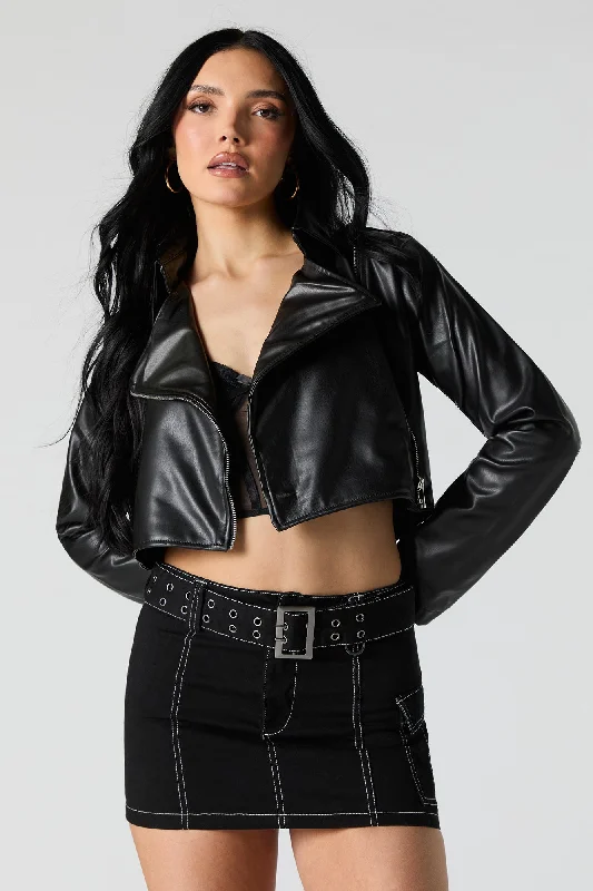 Cropped Faux Leather JacketCroptoptraditions