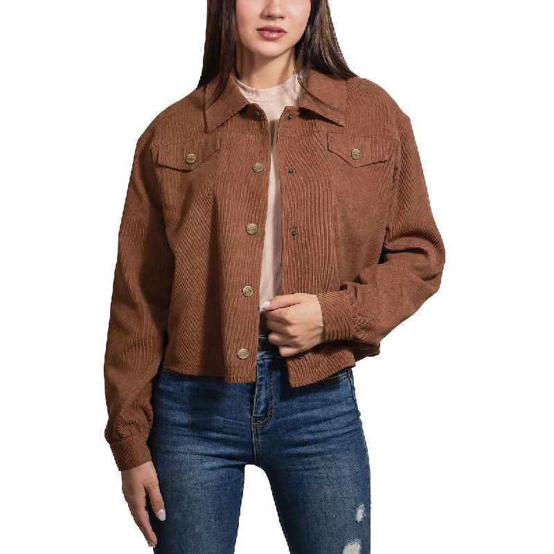 Wrangler Women's Lightweight Corduroy Cropped Snap Button Up Shirt JacketCroptoptailor