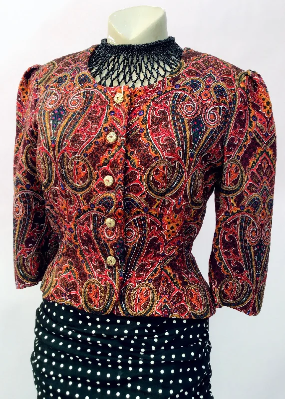 1980s Vintage Silk Paisley Cropped Jacket • Size 40B • Louisa CoutureCroptopclassic