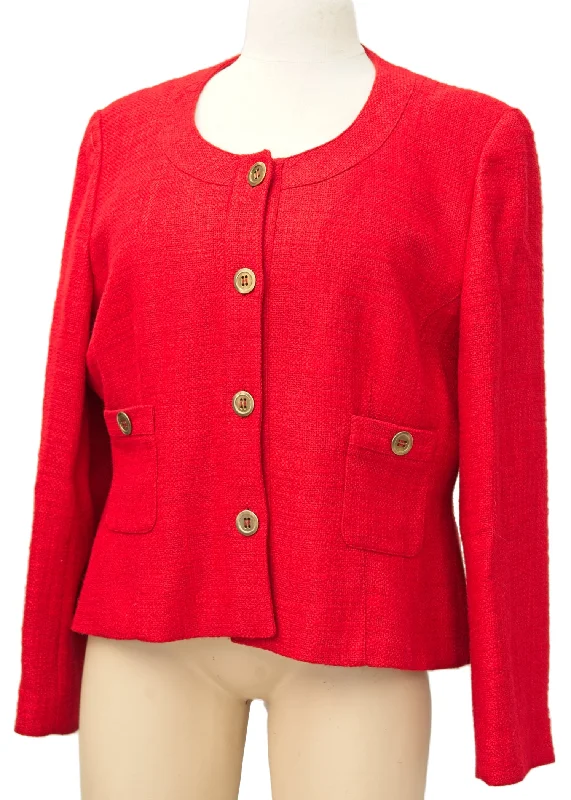 1980s Red Cropped Box Jacket • Vyella • UK18Croptopunity