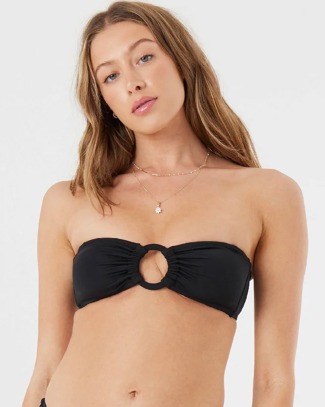 Bandeau Ring Convertible Bikini Top - AnthraciteCroptopplain