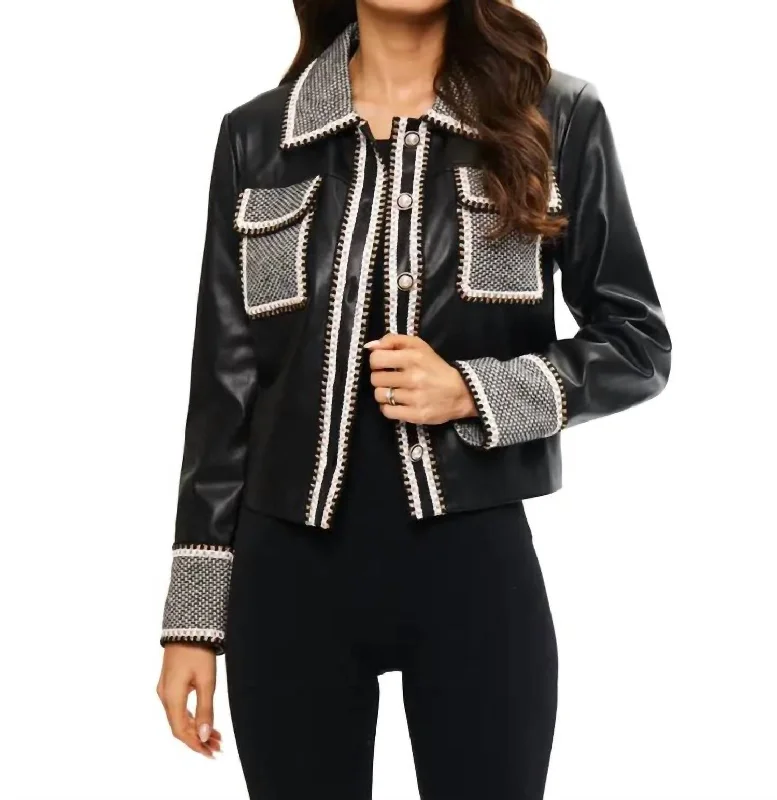 Vera Vegan Leather Cropped Jacket In BlackCroptopvirtual