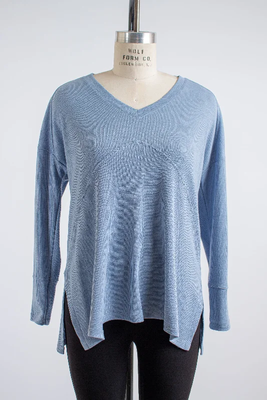 Blue-Grey Long Sleeve Top