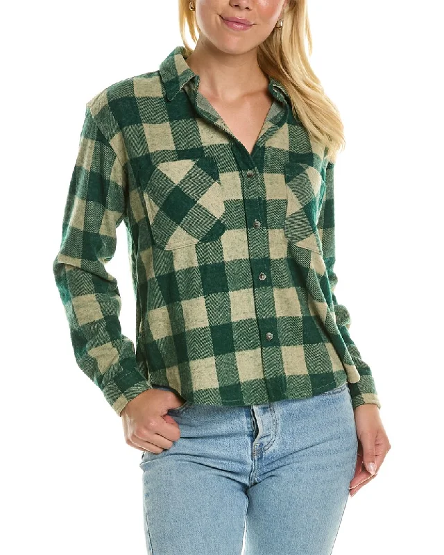 Beachlunchlounge Cropped Button Front Shirt JackCroptopar