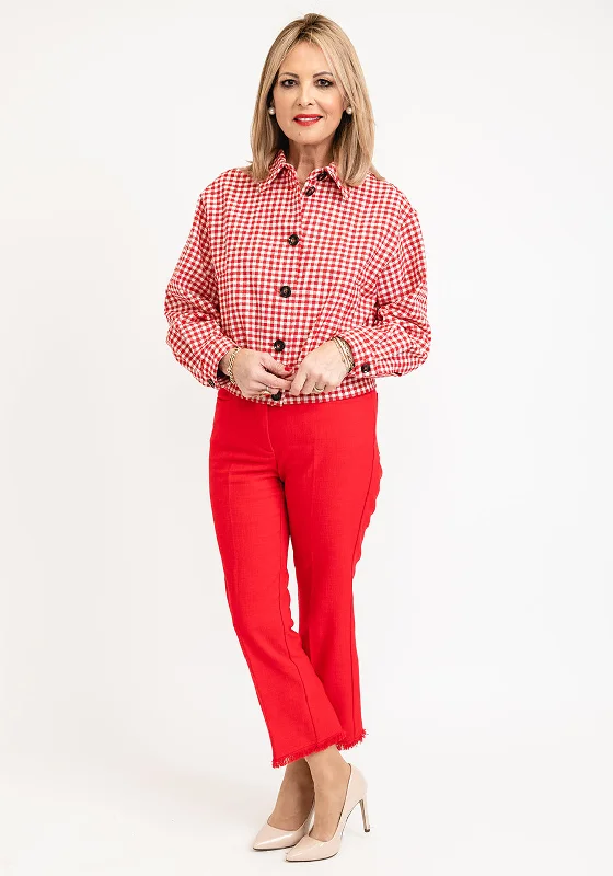 iBlues Efebo Check Cropped Jacket, Red & WhiteCroptopcollar