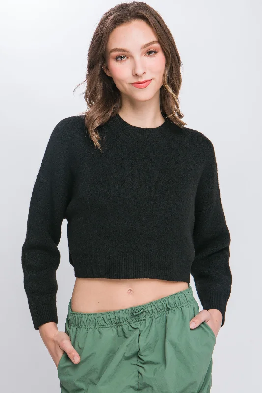 Wool Blend Cropped Sweater TopCroptoptech