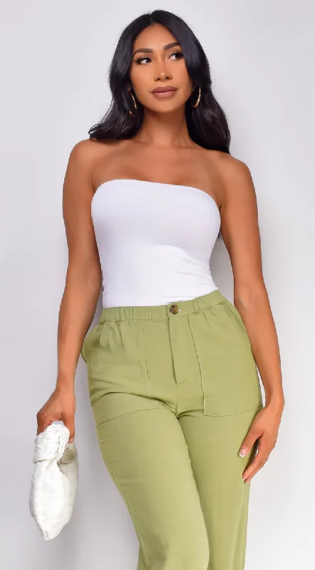 Bay Basic Bandeau Tube Top - WhiteCroptopscene