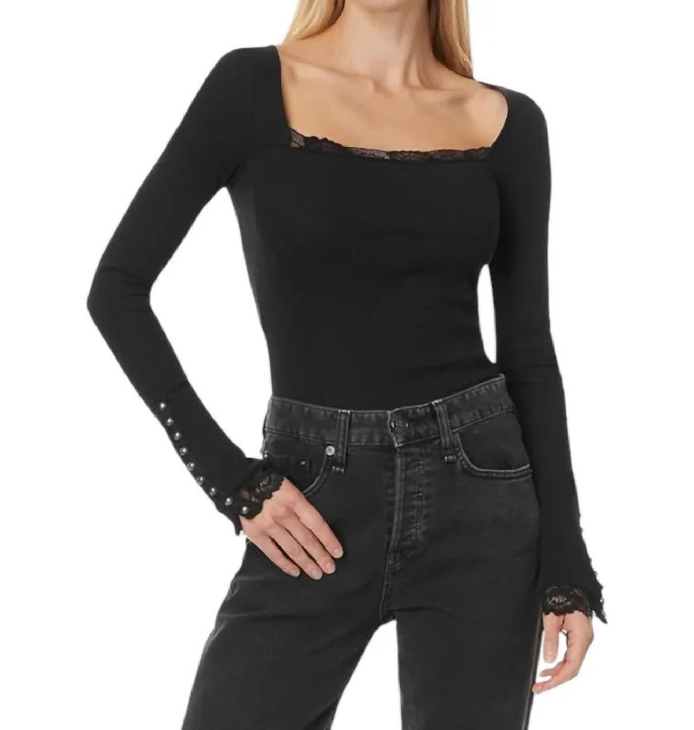 Cuff It Long Sleeve Top In Black