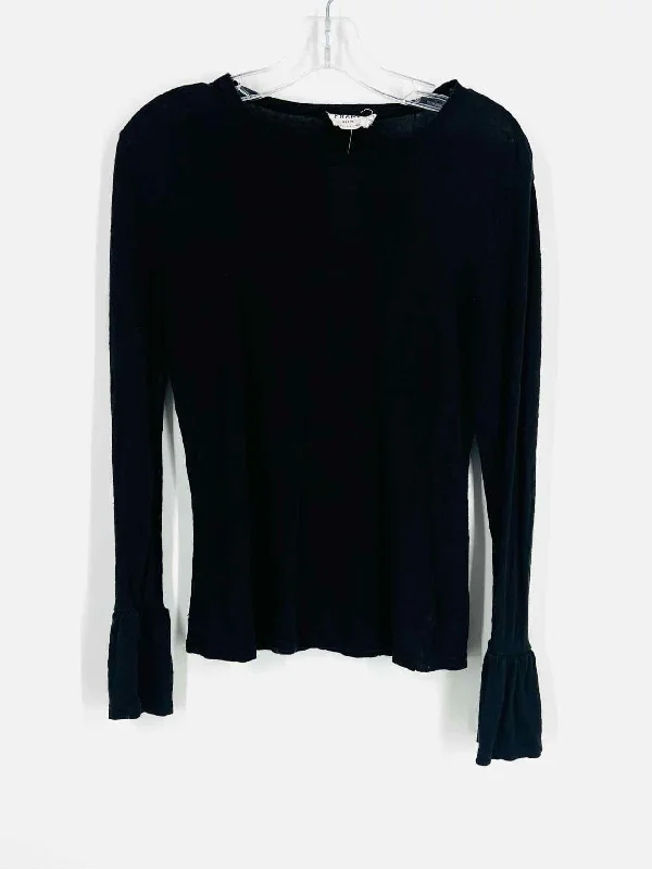 Frame Size S Black Bell Sleeves Linen Designer Top-Long Sleeve