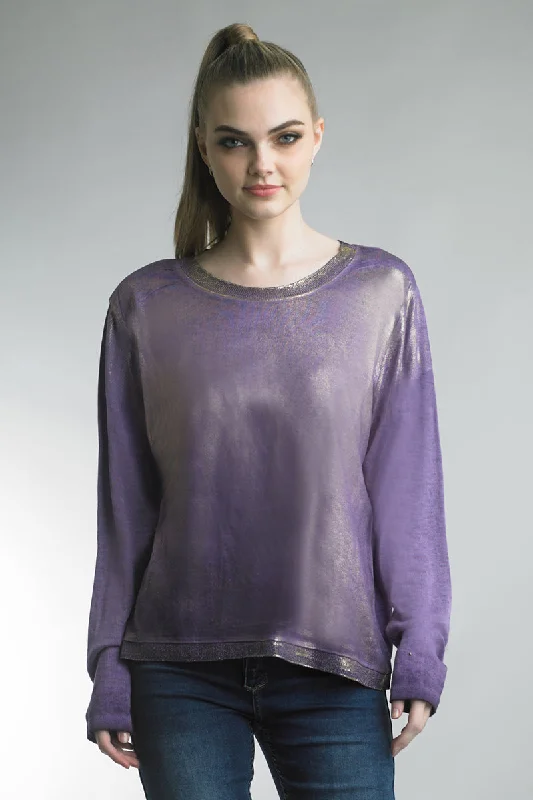 Tempo Paris Violet Gold Painted Long Sleeve Tee