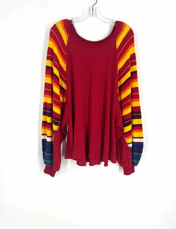 We The Free Size M Rd/Or/Yw Stripe Knit Tops Top-Long Sleeve