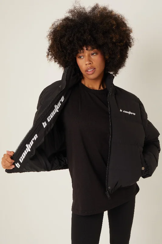 Bethnal Green Cropped Puffer Jacket - BlackCroptopdesign