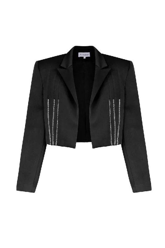 BLACK RHINESTONE CROPPED JACKETCroptopmoment