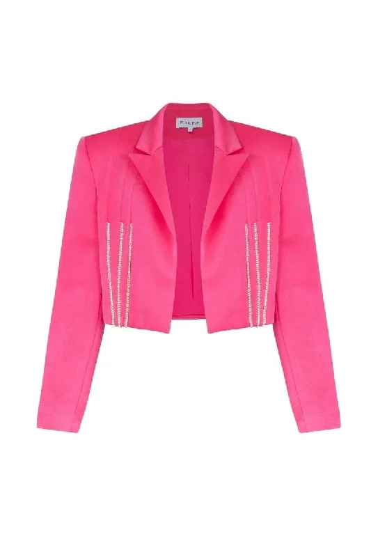 FUCHSIA RHINESTONE CROPPED JACKETCroptopclassic