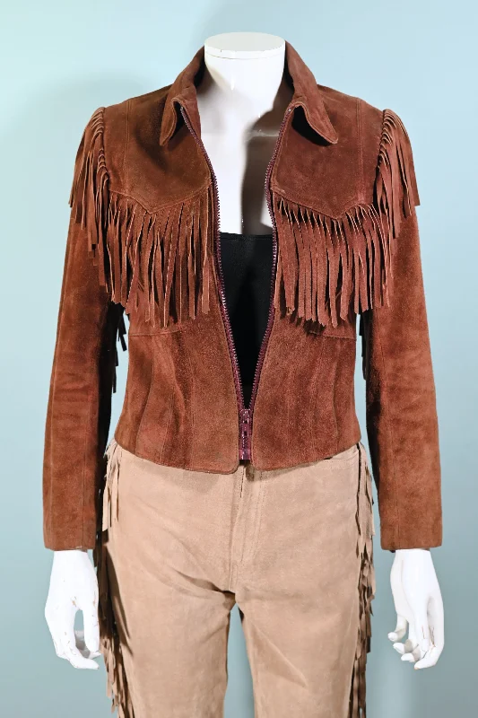 SOLD Vintage Cropped Suede Fringe Jacket, Rust Southwestern Jacket SCroptopcyber