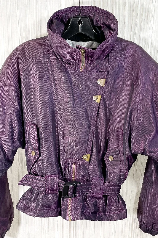 Vintage Purple Puffer Ski Jacket, Cropped Jacket w/Batwing Sleeves XS/SCroptopanalytics