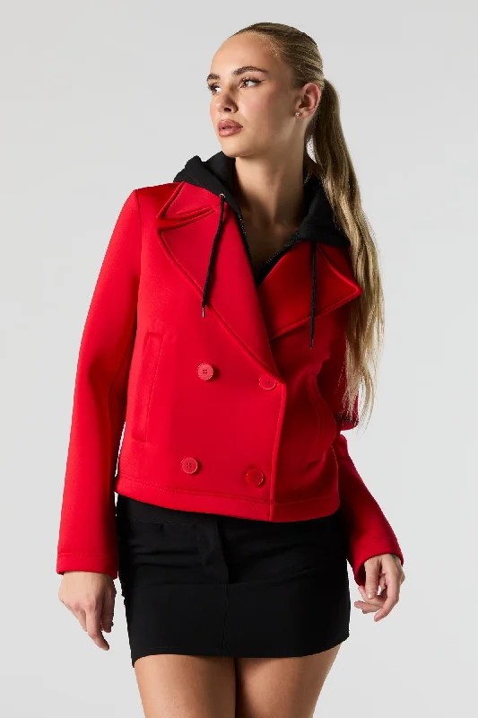 Scuba Cropped Coat with HoodCroptopcollar