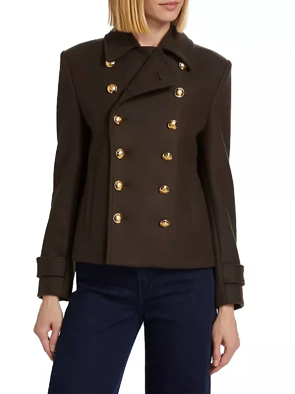 Ornella Cropped Peacoat In CocoaCroptopunique